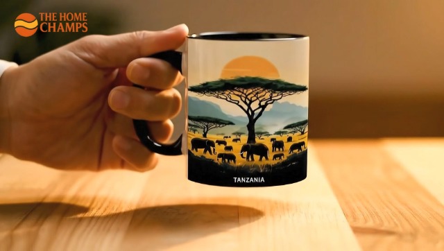 Taza de cerámica negra 11 oz con diseño safari africano miniatura 7
