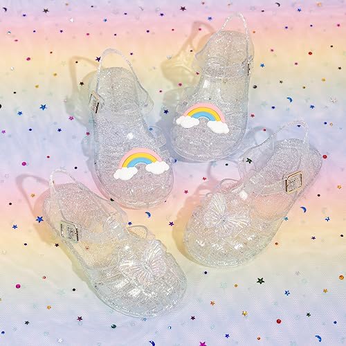 Image of KIDSUN Toddler Girls Jelly Sandals Closed Toe Water Beach Summer Shoes Soft Rubber Sole Mary Jane Dress Shoes Princess Flat