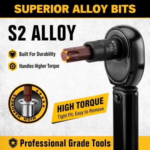 Image of 31-Piece Torx Bit Socket Set: Premium CR-V & S2 Alloy Steel, Star T8-T70 & E-Torx E4-E24, High Torque Laser Marked for Automotive Mechanic
