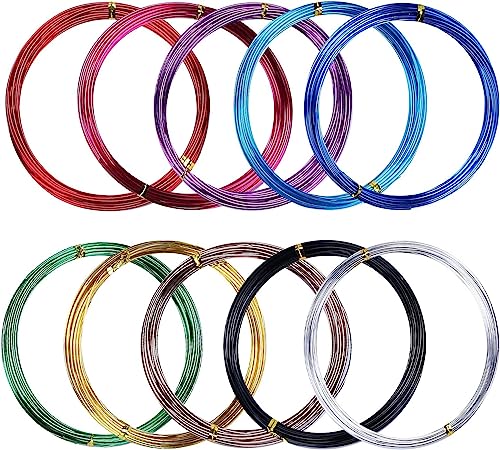 MOLENCO Fil D'artisanat en Aluminium 1,5 mm, Multicolore, Fil Métallique Flexible, Pour la Fabrication de Bijoux, Modèles, Sculptures, Artisanat(10 Rouleaux...