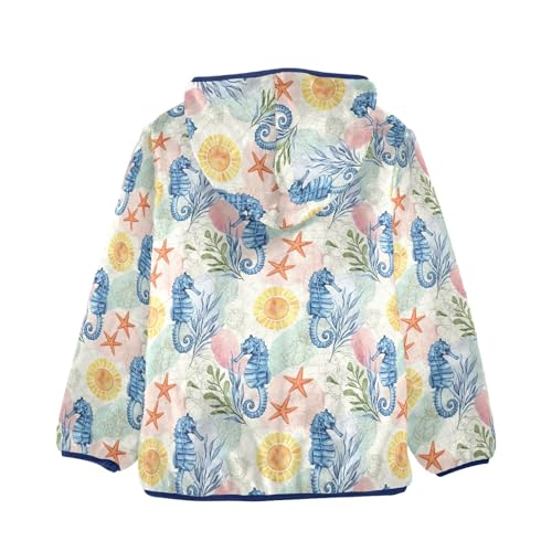 CHIFIGNO Blue Seahorses Toddler Winter Coat, Boy Zip up Hoodie Thick for Fall Winter Spring 3T2