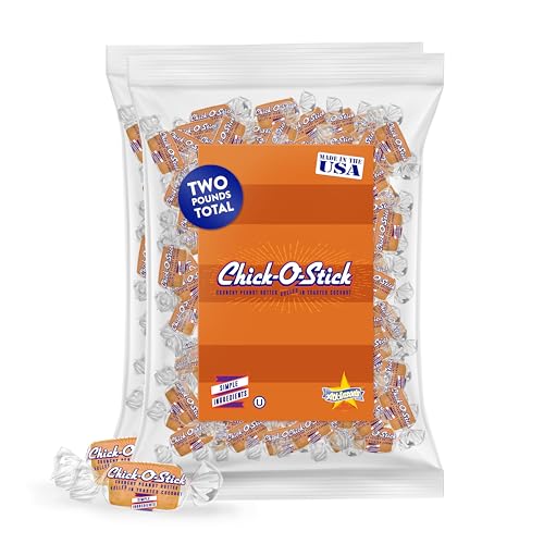 Image of Atkinson's Chick-O-Stick Nuggets Peanut Butter Coconut 2 lb Laydown Bag | Bulk crunchy bites for parties and pantry, gluten free, kosher, vegan. American made since 1932.