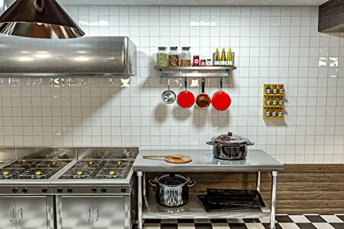 Image of Koolmore Commercial Wall Mounted Pot Rack Organizer Shelf with 4 Removable Storage Hooks for Pots and Pans, Utensils, Kitchen Cooking Accessories, Stainless-Steel Holder (WMPS-1248), 12'' X 48''