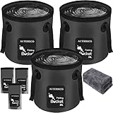 AUTODECO 3 Pack Collapsible Bucket 5 Gallon Container Folding Water Bucket Portable Wash Basin for Outdoor Travelling Camping Fishing Gardening Car Washing Black
