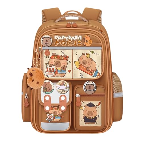 Large Capacity Cute Capybara Backpack, Funny Going Out Cartoon Laptop Travel Casual Bag, Ergonomic Design For Back (Khaki.)