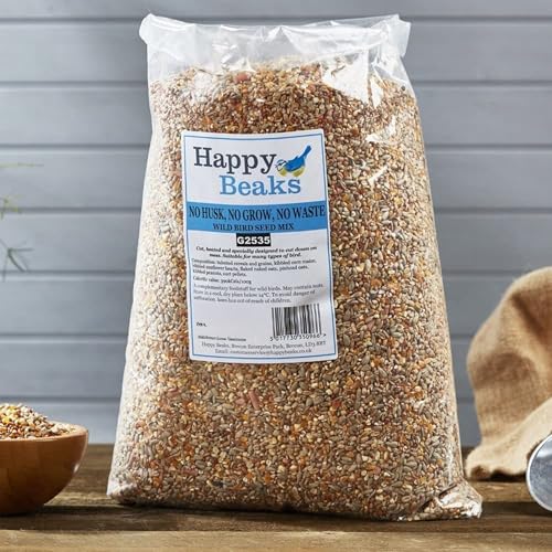 Happy Beaks No Mess Wild Bird Seed - No Grow No Husk No Waste Feed Mix High Energy Premium Food For Wild Birds (12.75kg)