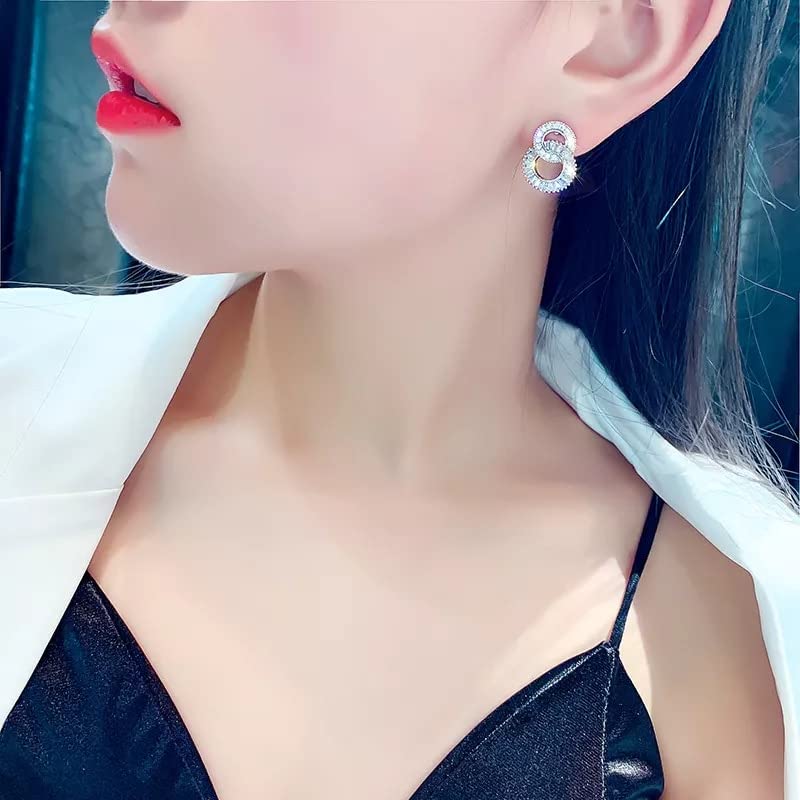 Boucles d'oreilles argent 925 strass ronds pour vos soirées chic