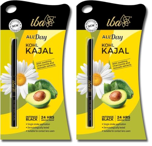 Image of Iba All Day Kohl Kajal Jet Black 0.30g | 24 Hr Long Stay | Smudge Proof & Waterproof Eye Makeup | Enriched with Avocado Extracts & Vitamin E | Halal Certified & Vegan Makeup (Pack of 2)
