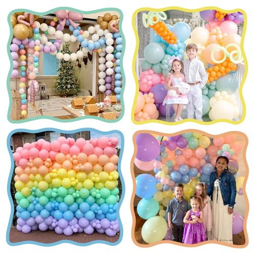 Image of Colorful Link Balloons,120Pcs 6Inch Pastel Latex Linking Balloons for Birthday Baby Shower Wedding Anniversary Party Decorations