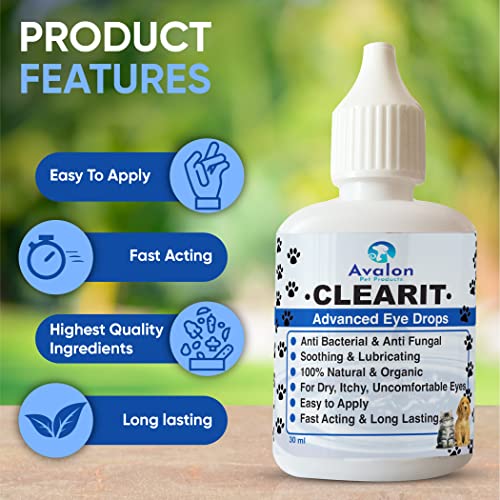 Clearit Pet/Dog/Cat Super Effective Advanced Eye Drops 30Ml Anti Bacterial Soothing Lubricating 100% Natural & Organic Support Eye Function - 4
