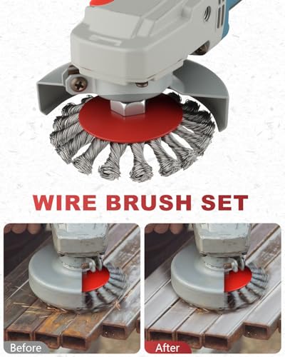 Image of Rocaris 45 Pack 4 Inch Wire Wheel Brush for 4 1 /2 Angle Grinder | Twist Knotted Wire Wheel with 5 /8 inch Thread Arbor for Heavy-Duty Conditioning Removing Rust