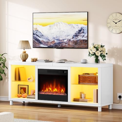 YITAHOME 148cm TV Schrank mit Elektrokamin, Elektrischer Kamin...