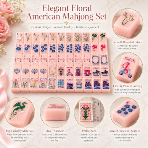 Juego de Mahjong Estilo Americano Rosa para Adultos miniatura 2