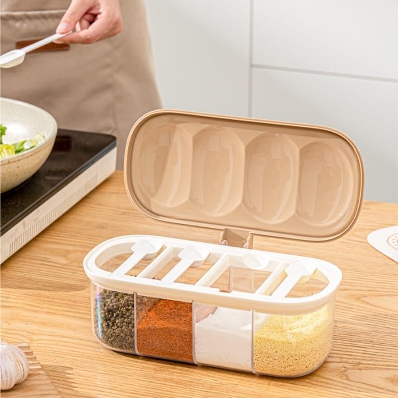 Seasoning Box Set Four Grain Multi with Lid Storage for Seasonings