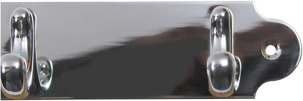 Renovators Supply Chrome Plated Brass Robe Hook Rack 15.5 Inches Wide Modern Metal Wall Mounted Coat Holder Hanger with 5 Organizer Rail Hooks Includes Mounting Hardware