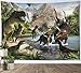 HVEST Dinosaur Tapestry Wild Ancient Predator Animal Tapestry Wall Hanging Tropical Forest with Green Trees and Mountain Wall Art for Living Room Bedroom Dorm Party Wall Decor,60Wx40H inches