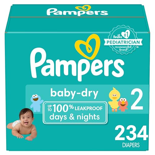 Image of Pampers Baby Dry Diapers - Size 2, One Month Supply (234 Count), Absorbent Disposable Diapers