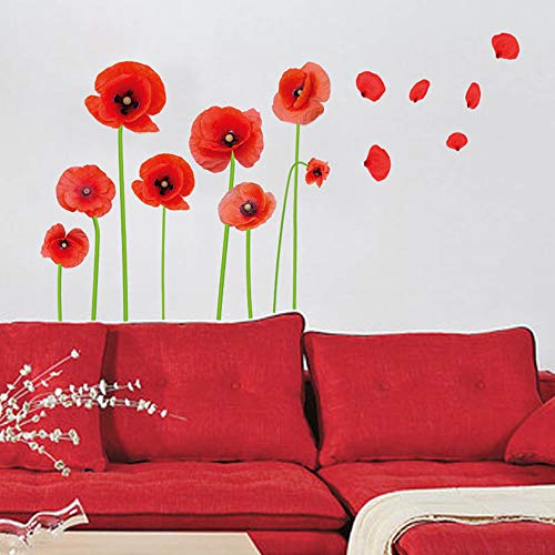 Vinilo decorativo flores rojas pegatinas para pared miniatura 3