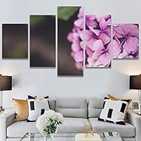 SIGNWIN 5 Panel Canvas Wall Art Purple Petal for Home Decorations Ready to Hang - 60