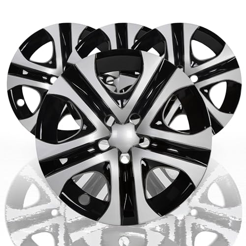 HECASA 17' Wheel Covers Hubcaps Compatible with 2013-2018 Toyota RAV4 LE, 5 Spoke, Silver&Black Plastic Wheel Skins Hub Caps Full Rim Covers Set of 4