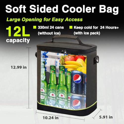 Image of Backpack Cooler Insulated Leakproof, Soft Cooler for Outdoor Camping Hiking | 7.5x13x18in, leakproof liner, waterproof oxford, multi pockets, wine opener, for camping hiking picnic fishing