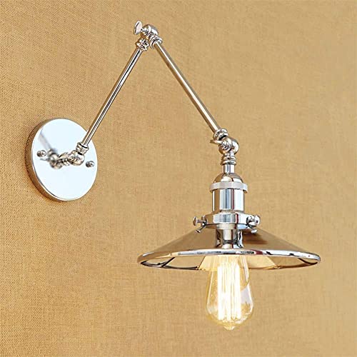 Lámpara De Pared Lámpara De Pared Simple Y Fresca, Aplique Negro Mate, Ajustable, De Doble Sección, Brazo Largo, Retro, Industrial, Led, Metal, E27, Cromo, B, Tamaño: A, Color: Latón Eficiencia Energé Cover