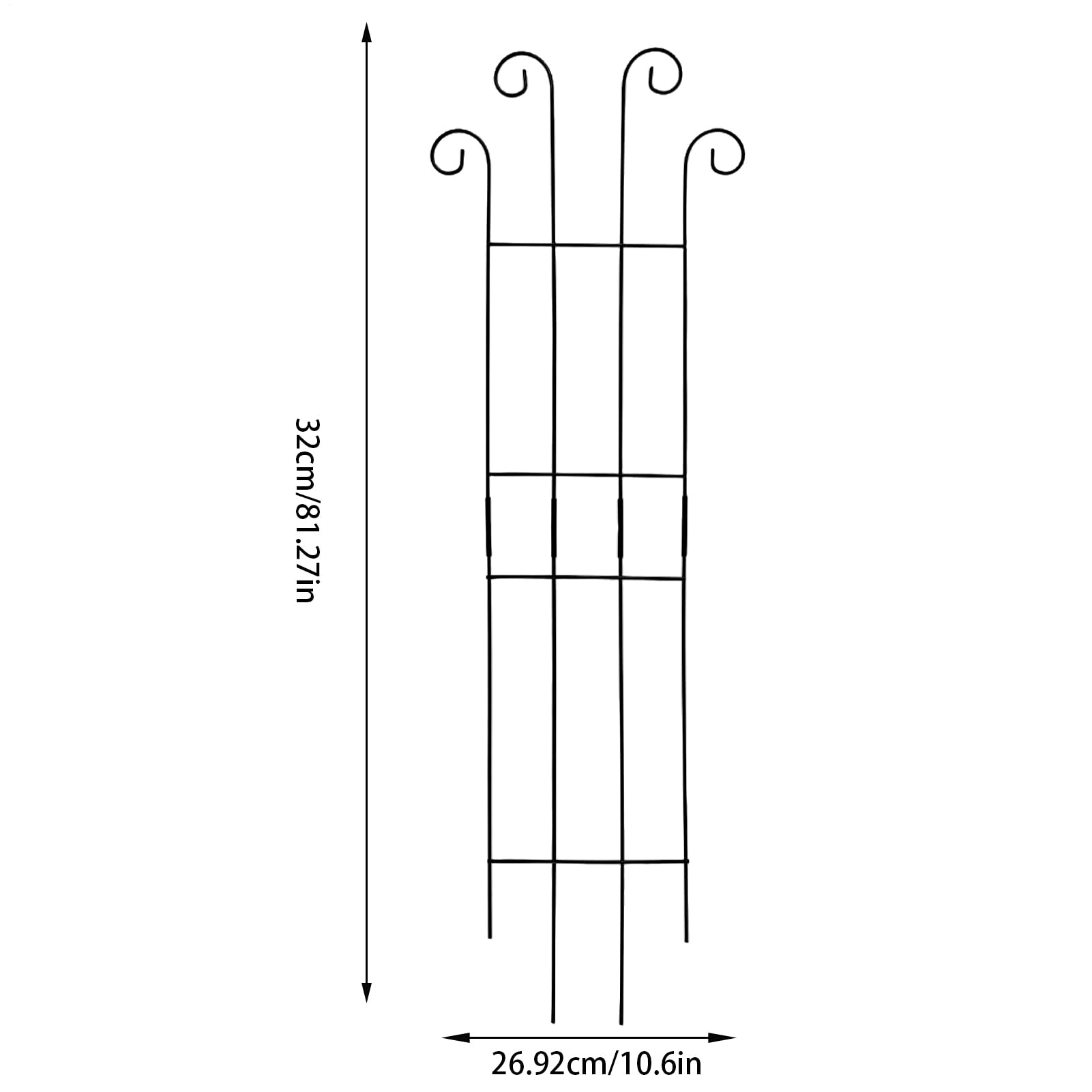 Treillis De Jardin pour Grimpantes 81 Cm 4 Pièces en Métal Extensible