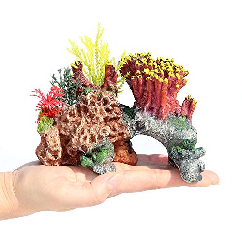 Danmu 1 Pack Polyresin Coral Ornaments, Aquarium Coral Decor For Fish Tank Aquarium Decoration 7" X 3 1/2" X 4 1/3" #TOP3