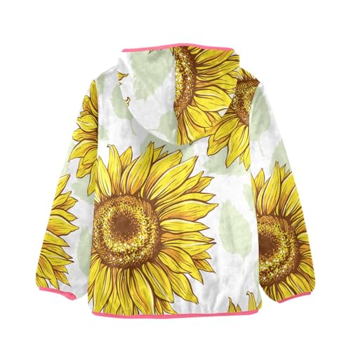 OTVEE Sunflowers Yellow Flower Kids Hoodie Jacket Fall Spring Full Zip Warm Outwear Coat2
