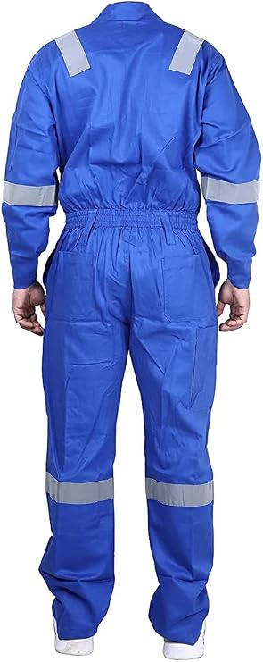 Men's Cotton Industrial Boiler Suit With Reflective Tape Size 2XL Royal Blue view 4