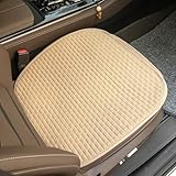 Bamboolady Linen Car Seat Covers,Cooling Bottom Car Seat Covers Cloth,Breathable Universal Cushion Pad Protector Four Seasons[Beige]