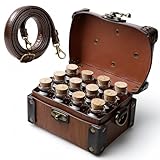 Mittelalterliche Alchemiekiste Aus Kunstleder Mit 12 Kork Elixierfläschchen Und Verstellbarer Trageumhängetasche, Fantasie Schmuckbox Für DnD LARP Renaissance Festivals Cosplay Events, 14×11×8cm