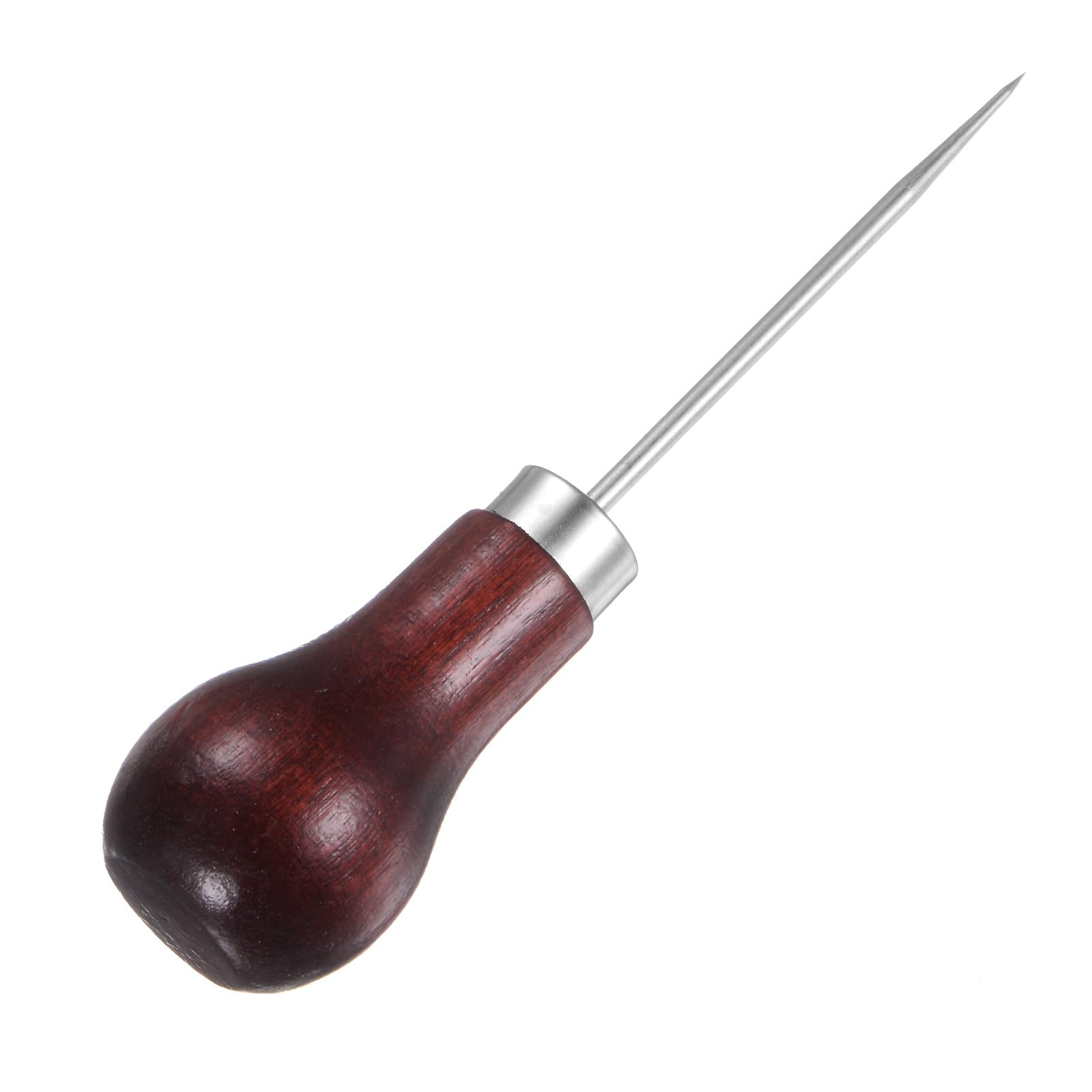 HARFINGTON Punzón de costura hecho a mano, punzón de cuero con mango de madera para rayar para alambre roto, perforación, reparación de costuras y bricolaje hecho a mano, color rojo y marrón
