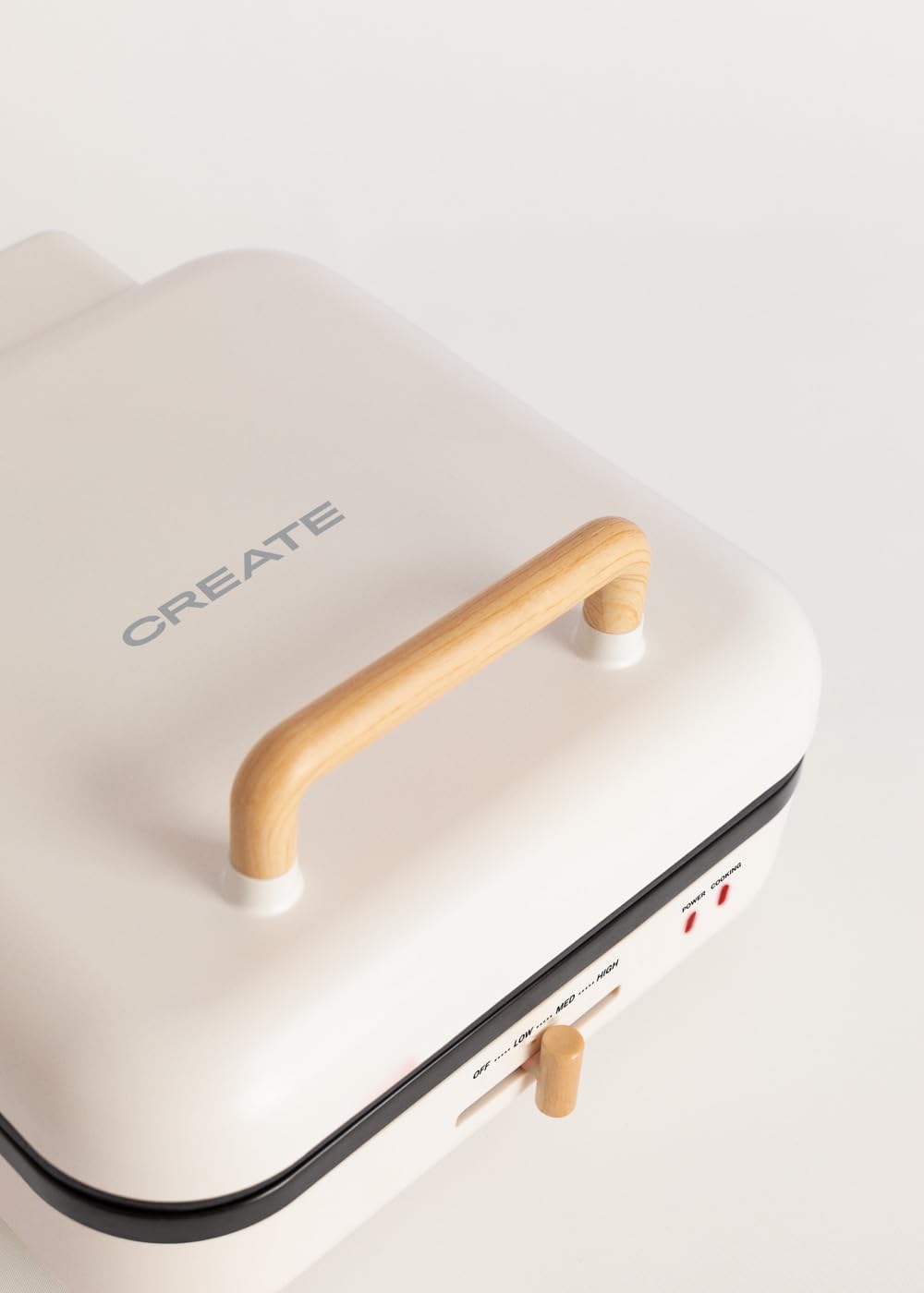 CREATE/STONE STUDIO PRO/Grill multifunzione con apertura 180º bianco panna/Controllo temperatura, rivestimento antiaderente, vaschetta raccogligocce, manico a tocco freddo, 1400W