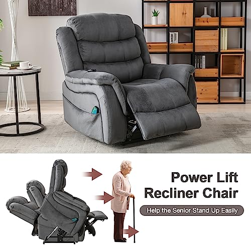 Phoenix Home Dual Motor Large Power Lift Chair With Massage And Heat For Elderly Recliner, Dark Blue #TOP3
