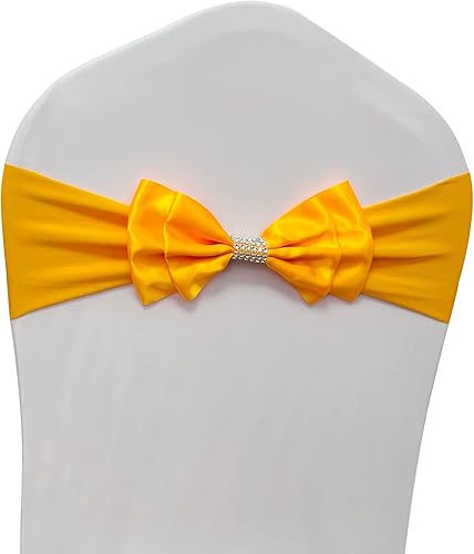 AatT.EASE Bandas de elastano para sillas de boda con lazo para decoración de sillas de boda, bandas de cubierta con lazo para decoración de fiestas