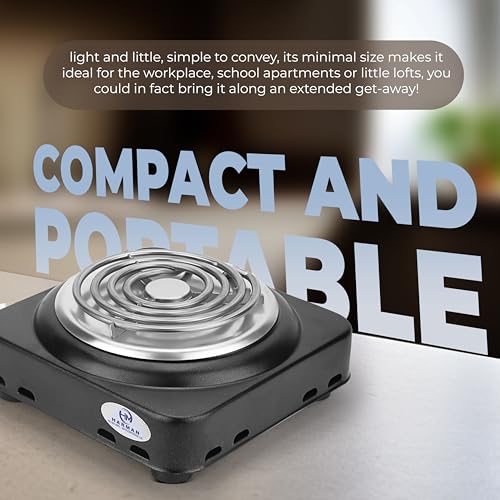 Image of HM Portable Hot Plate Radiant Cooktop Powder Coated Manual Electric Hot Plate Induction Cooktop Stove With 1 Burner | 1 Year Warranty | black (1500 Watt)