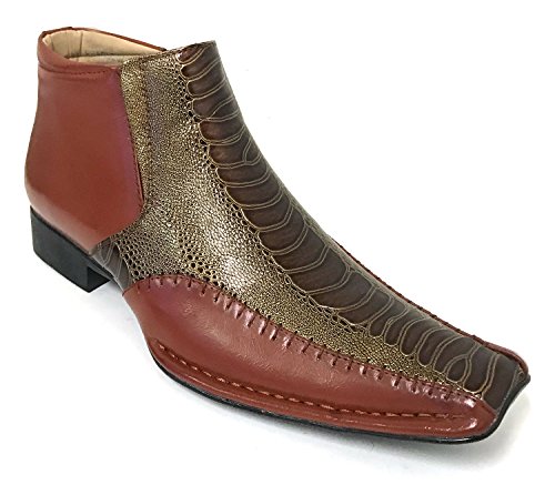 G4U- Alberto Fellini Prague-02 Menâ€™s Dress Boots Alligator Cowboy Western Ankle Zipper Shoes (10.5 D(M) US, Brown)