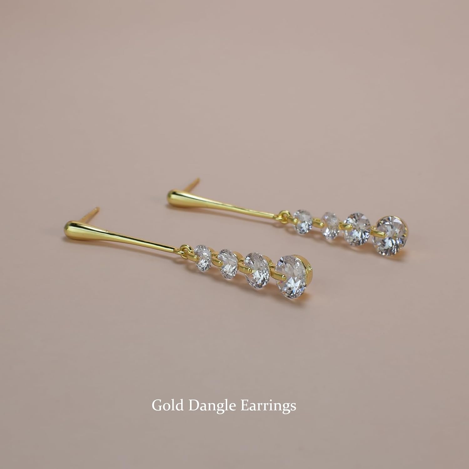 Hypoallergenic Graduated CZ Drop Earrings for Women, Christmas Gifts, 925 Sterling Silver Post, 14K Gold Plated Sparkle Dangle Earrings Wedding Party Birthday Jewelry - Image 6
