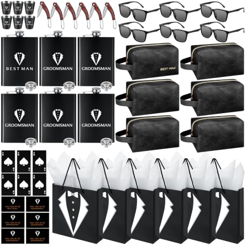 Rigibright 60 Pcs Groomsmen Gifts Set of 6 for Wedding Best Man Gift