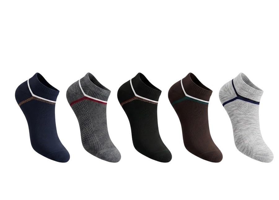 sellrama Men's Ankle Socks 5 Pairs, Low Cut Cushioned Athletic Socks, Breathable Cotton Blend, Moisture Wicking, Anti-Slip Comfort for Running, Walking, Gym, Sports & Everyday Wear-picture-27