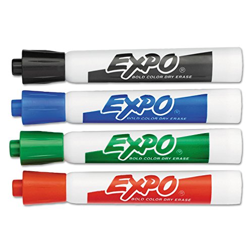 EXPO Original Dry Erase Markers, Chisel Tip, Assorted Colors, 4 Pack
