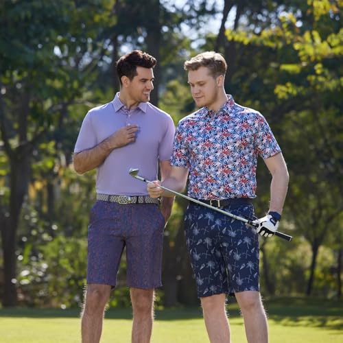 Image of Golf Shirts for Men Dry Fit Short Sleeve Print Performance Moisture Wicking Polo Shirt