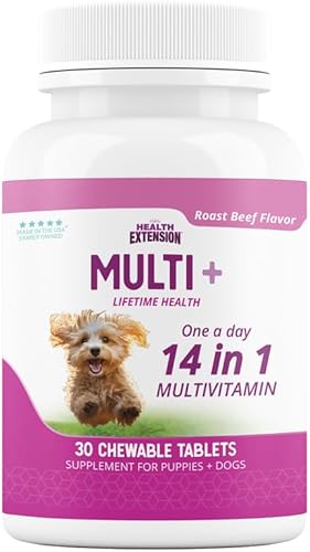 Health Extension Lifetime - Tabletas multivitamínicas y minerales para perros y cachorros, 30 tabletas - Inmune, digestión, apoyo articular, salud