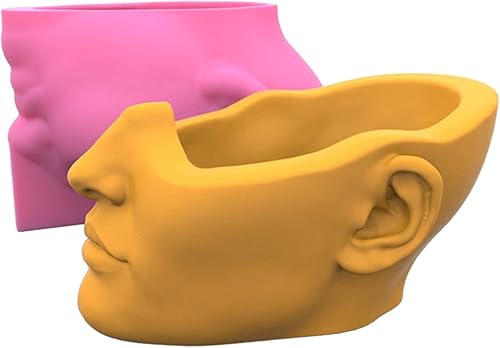 Miniatura 5 de Molde de silicona para maceta de cara humana, maceta suculenta, moldes de yeso de cemento de arcilla, moldes de yeso para bricolaje, hogar, jardín,