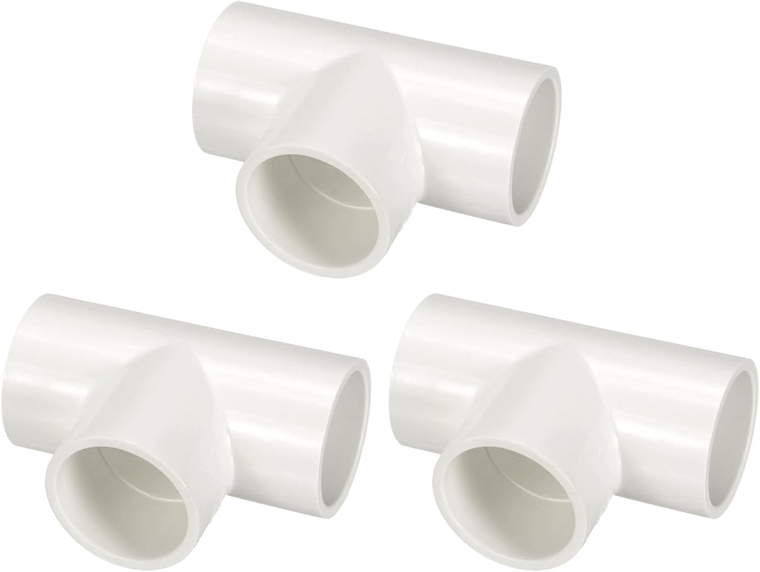 3Pcs 1 1/2" Tee PVC Fitting, SCH40 3-Way Furniture Grade PVC Pipe Fitting, DIY Corner Elbow Connector for Building Furniture, Greenhouse Frame Connection, Socket x Socket
