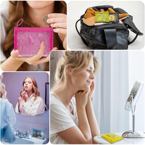 Mini Mesh Pouches(4 Pack), Small Mesh Bags with Zipper Nylon Makeup Pouches Bag Cosmetic Pouch Travel Purse Organizer Insert Diaper Inside Bag Organizers Home Organizing Size See Through Cute Colors3