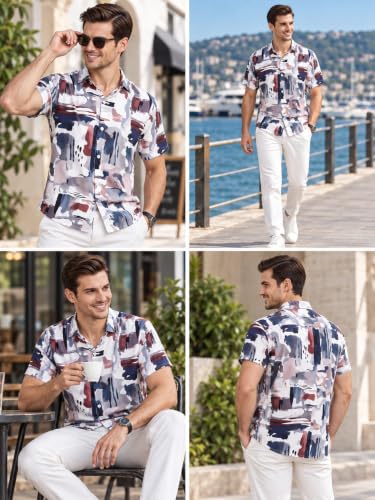 Image of GRECIILOOKS Shirts for Mens | Stylish Shirt for Summer and Vacation | Casual Printed Outfit Men | Trendy Button Down Reguler fit Men`s Shirt | Comfort Rich Formal Shirts