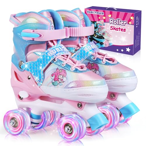 Hualonger Roller Skates,4 Size Adjustable Roller Skates Kids,Light-Up...