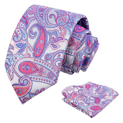Image of Alizeal Mens 3.15'' Vintage Paisley Tie Pocket Square Set | Elegant Perfect for Banquet Wedding and Party